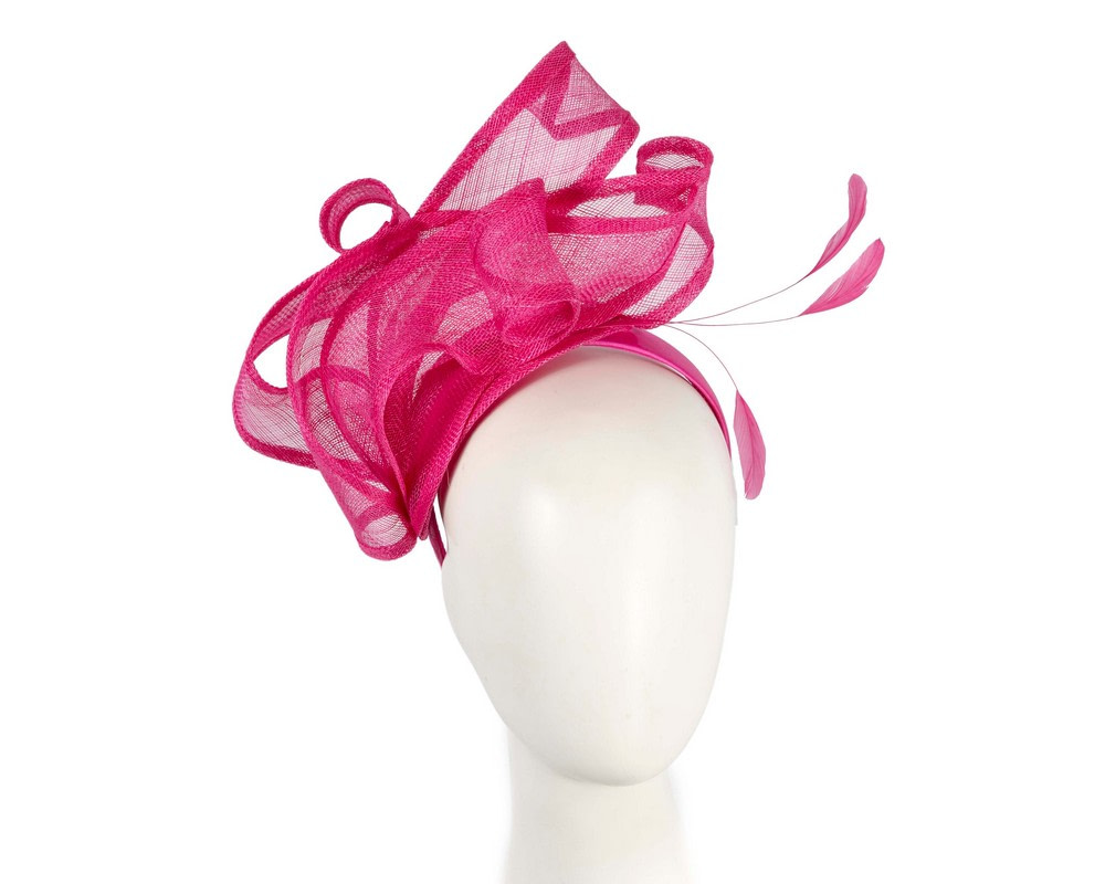 Large fuchsia sinamay fascinator MA931 - Hats From OZ