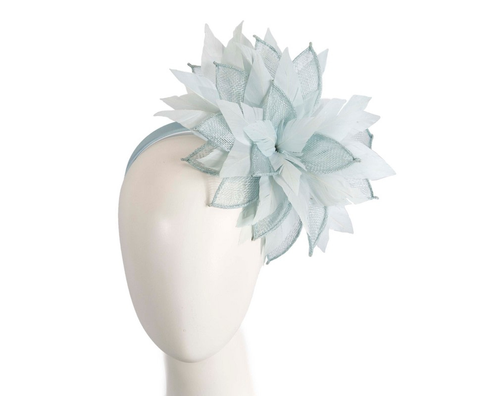 Light blue feathers flower fascinator by Max Alexander - Hats From OZ