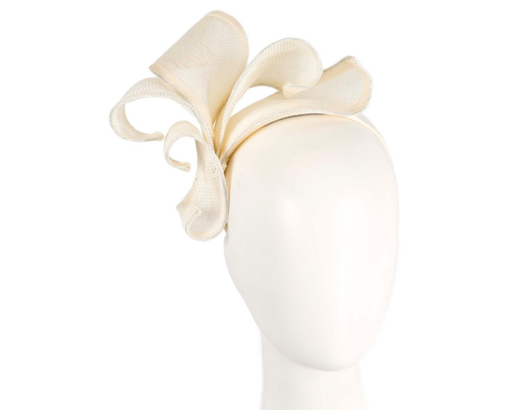 Cream sinamay flames racing fascinator by Max Alexander - Hats From OZ