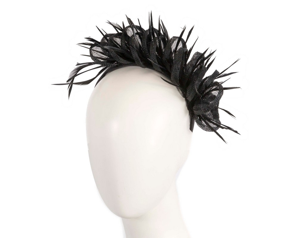 Max Alexander black sinamay & feathers fascinator - Hats From OZ