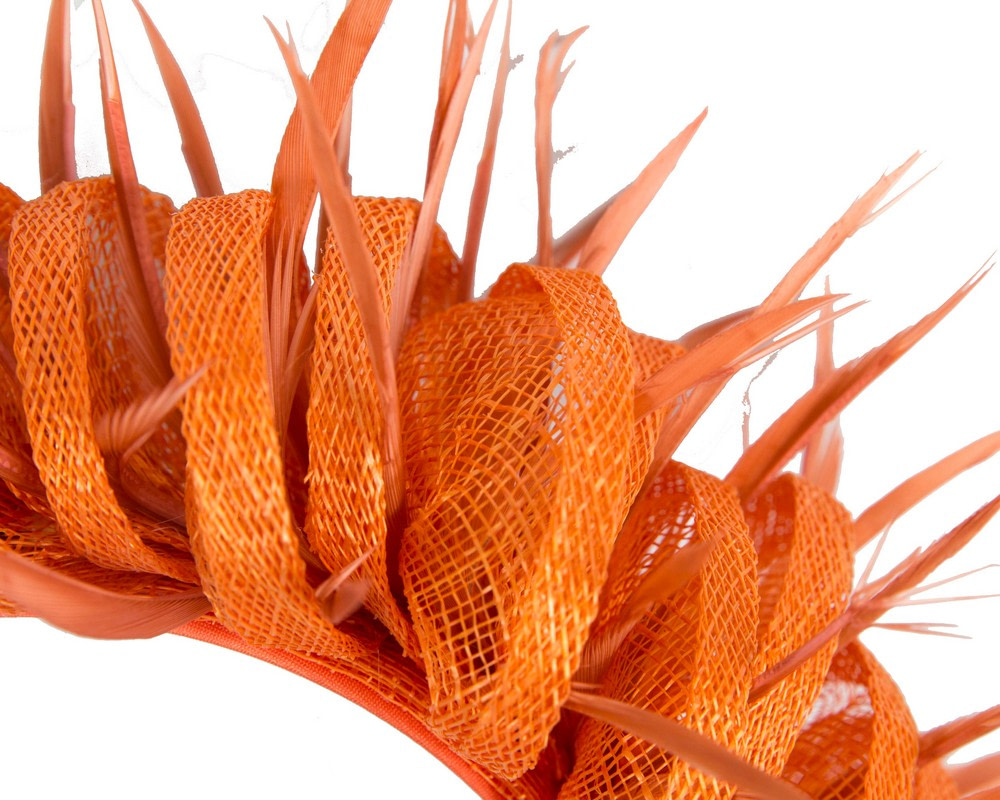Max Alexander orange sinamay & feathers fascinator - Image 3