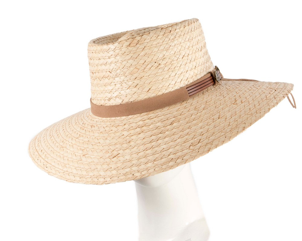 Braided Palm Straw Hat with Suede Trim - Hats From OZ