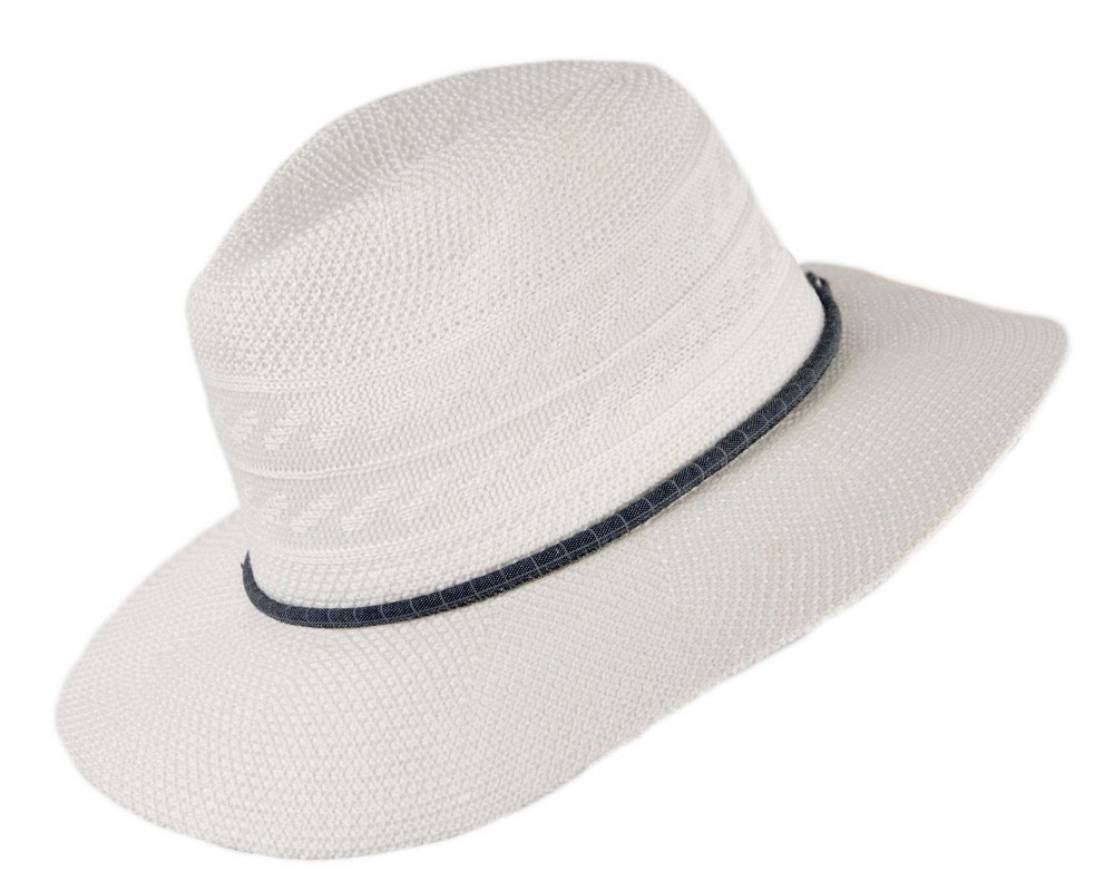 Ivory Crushable Polyester Knit Safari Fedora Hat - Image 2