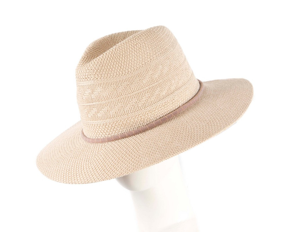 Natural Crushable Polyester Knit Safari Fedora Hat - Hats From OZ