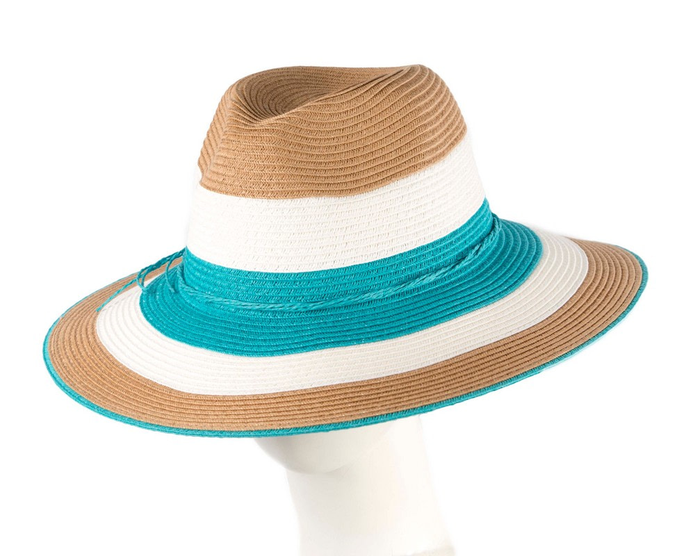 Three Tone Aqua Braided Fedora Hat - Hats From OZ