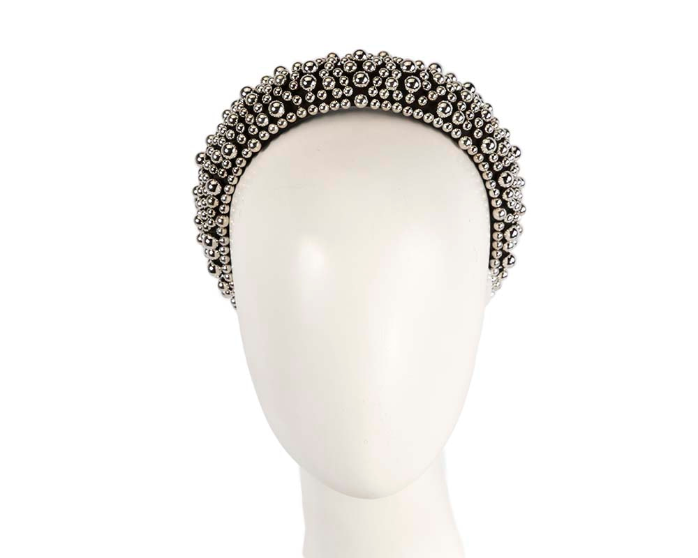 Black chrome pearl fascinator headband by Cupids Millinery - Hats From OZ