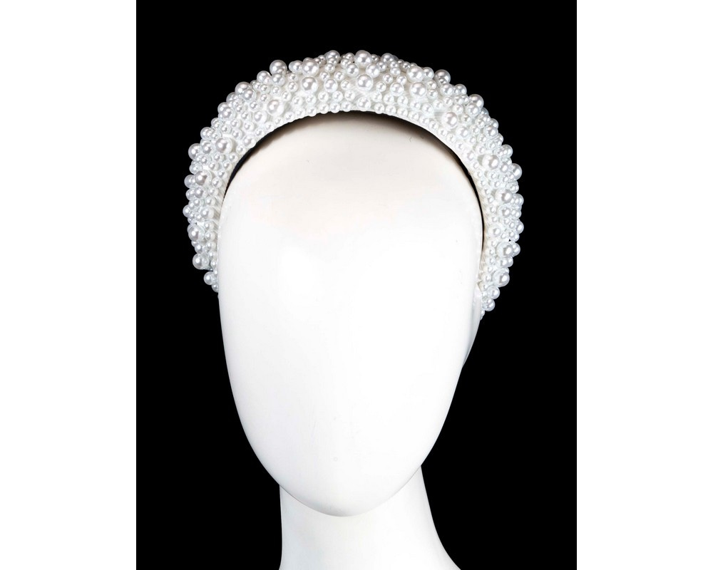 White pearl fascinator headband by Cupids Millinery - Hats From OZ