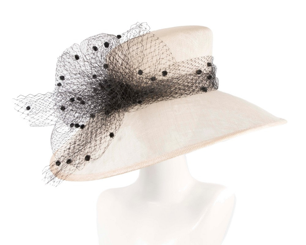 Wide brim cream and black hat - Hats From OZ