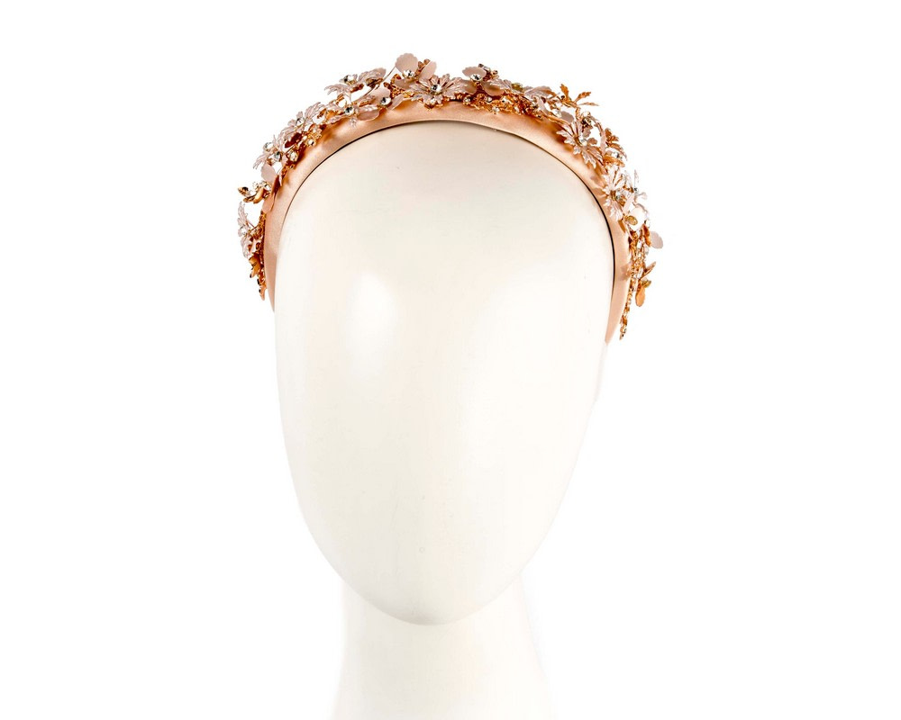 Pink gold flower fascinator headband jewelry - Hats From OZ