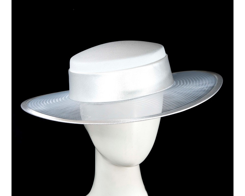 White designers boater hat - Hats From OZ