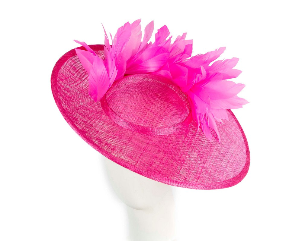 Large fuchsia sinamay fascinator hat by Max Alexander - Hats From OZ