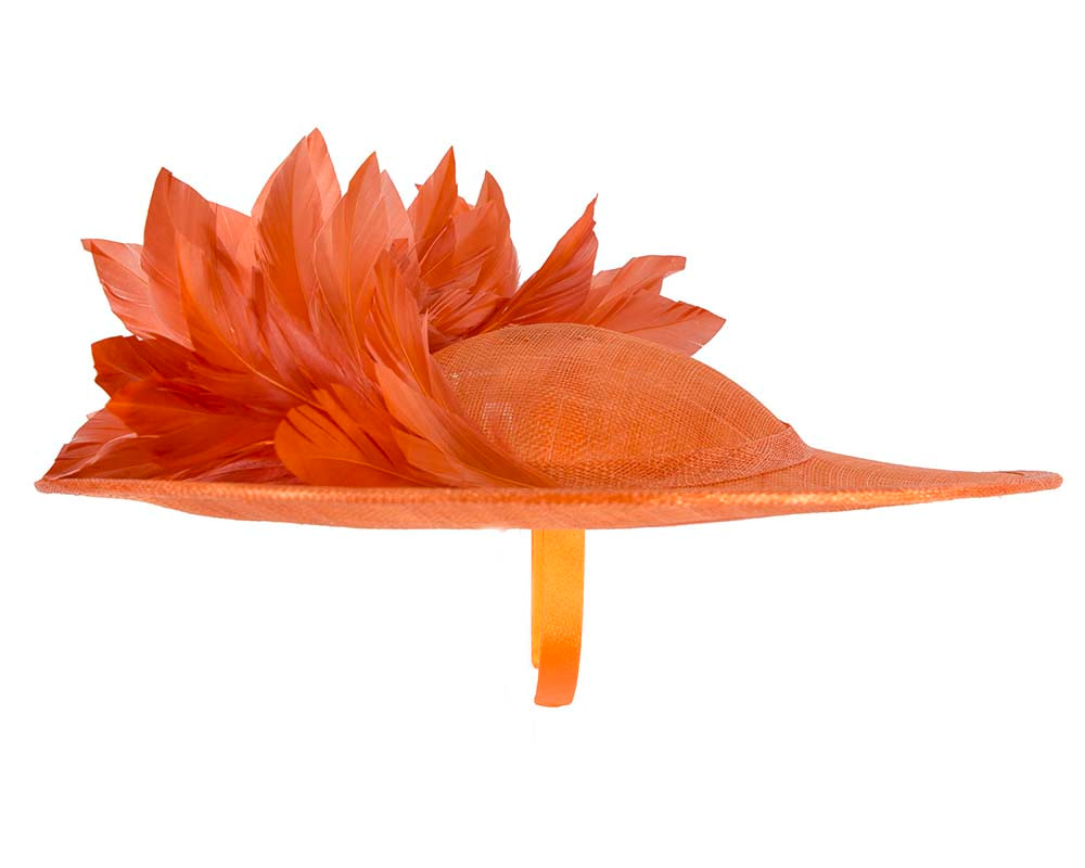 Large orange sinamay fascinator hat by Max Alexander - Image 4
