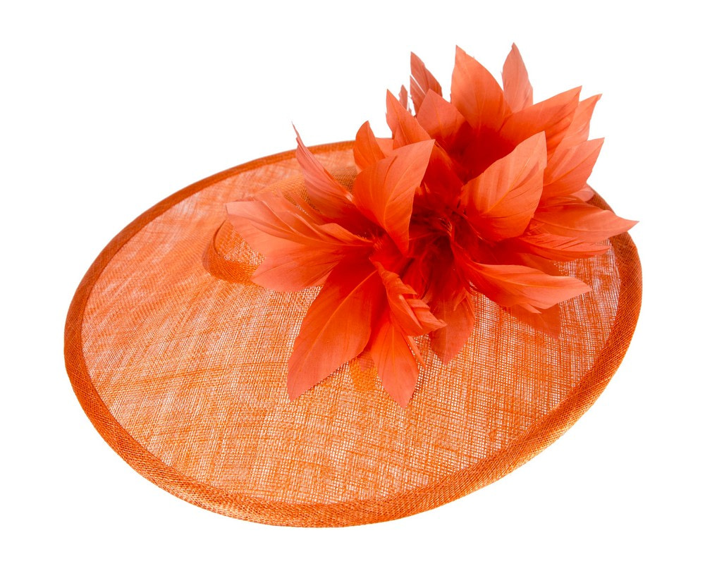 Large orange sinamay fascinator hat by Max Alexander - Image 3