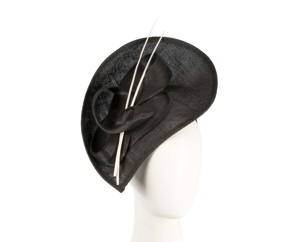 Large black & white sinamay fascinator by Max Alexander - Hats From OZ