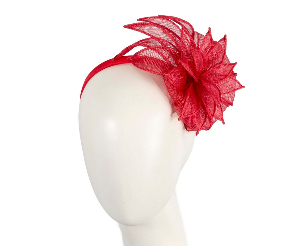 Red sinamay flower fascinator by Max Alexander - Hats From OZ