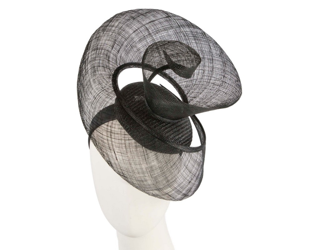 Bespoke black sinamay fascinator by Fillies Collection - Hats From OZ