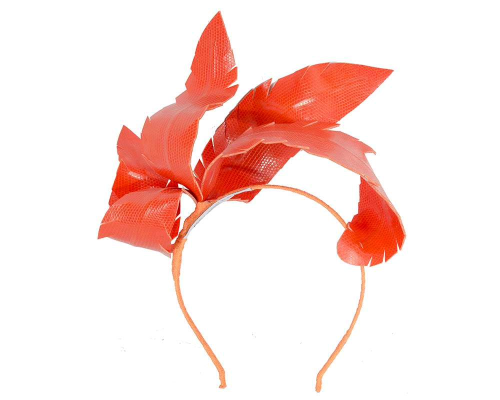Bespoke orange leather fascinator by BELIEVERA - Hats From OZ Bespoke orange leather fascinator by BELIEVERA - Image 2
