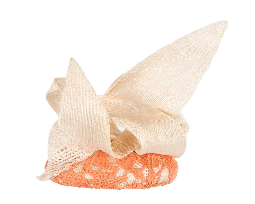Cream and Orange pillbox fascinator by BELIEVERA - Image 6