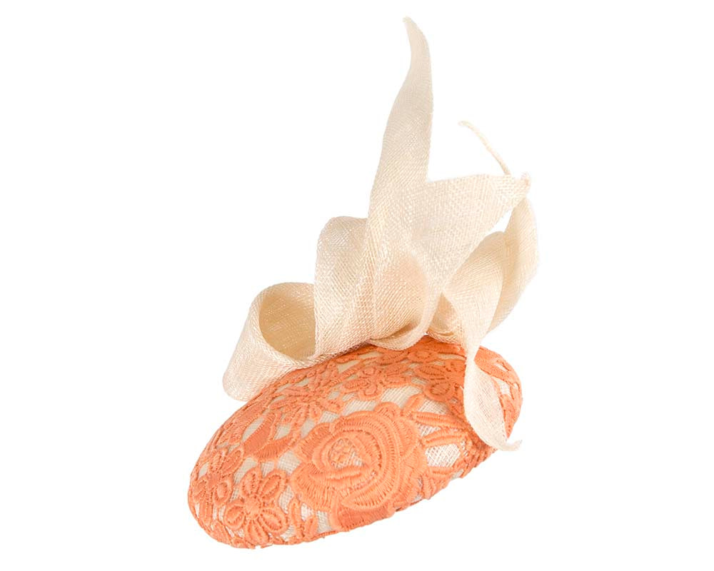 Cream and Orange pillbox fascinator by BELIEVERA - Image 4