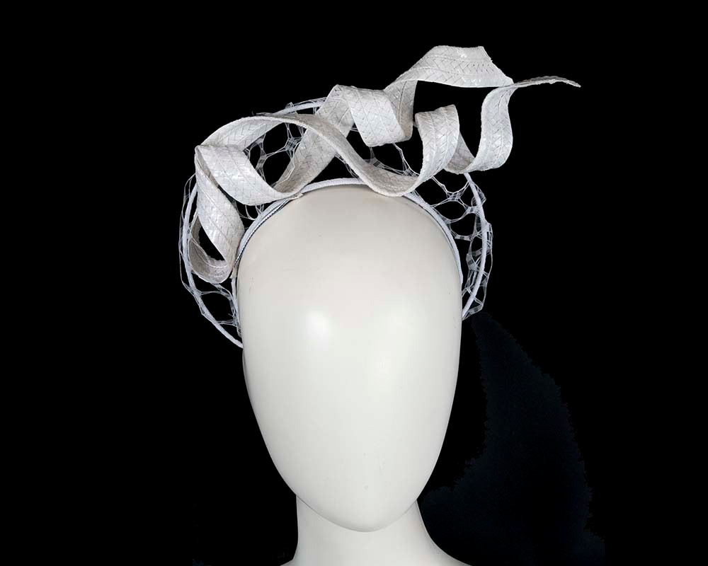 White fascinator headband by BELIEVERA - Hats From OZ