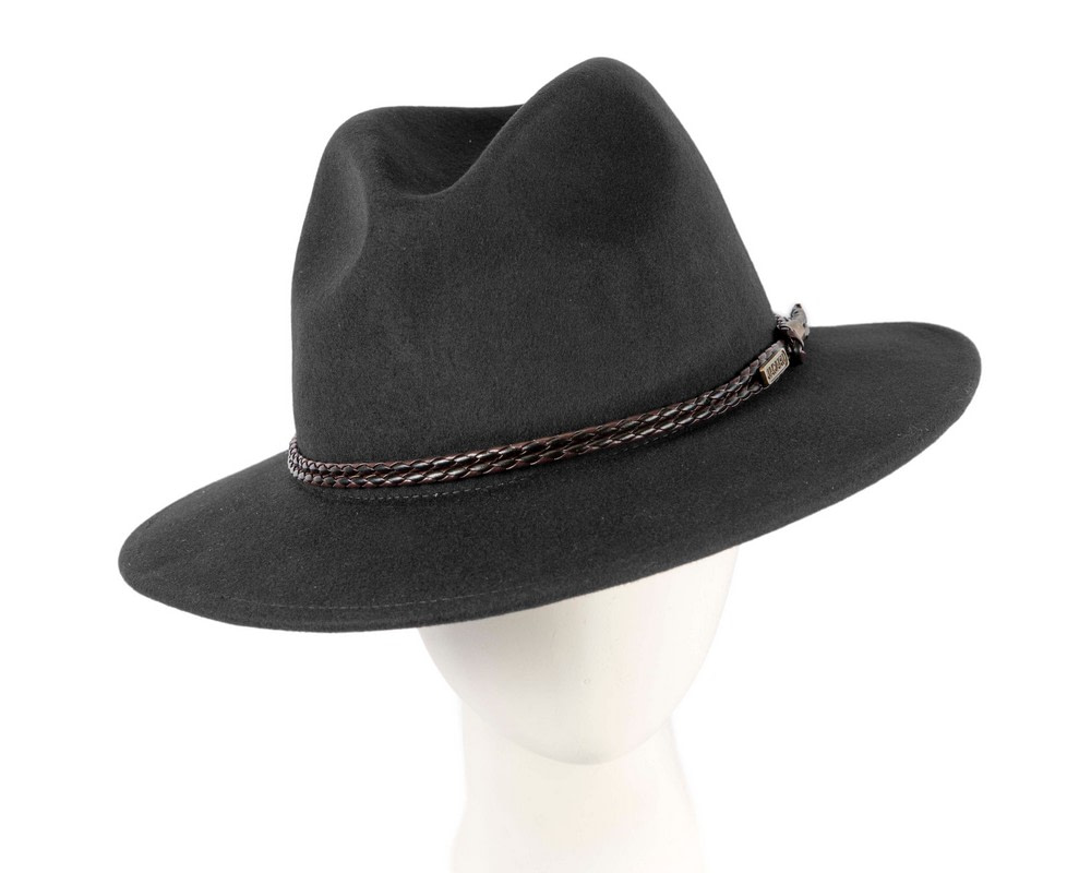 Unisex Black Fedora Felt Wide Brim Crushable Hat - Hats From OZ