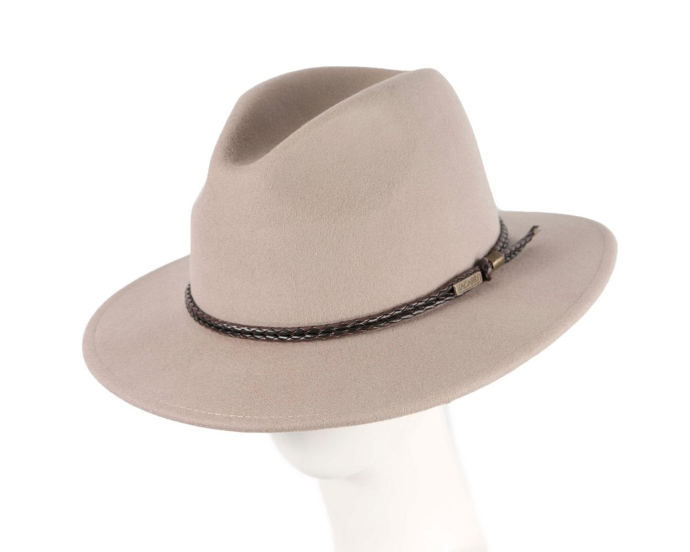 Unisex Grey Fedora Felt Wide Brim Crushable Hat - Hats From OZ