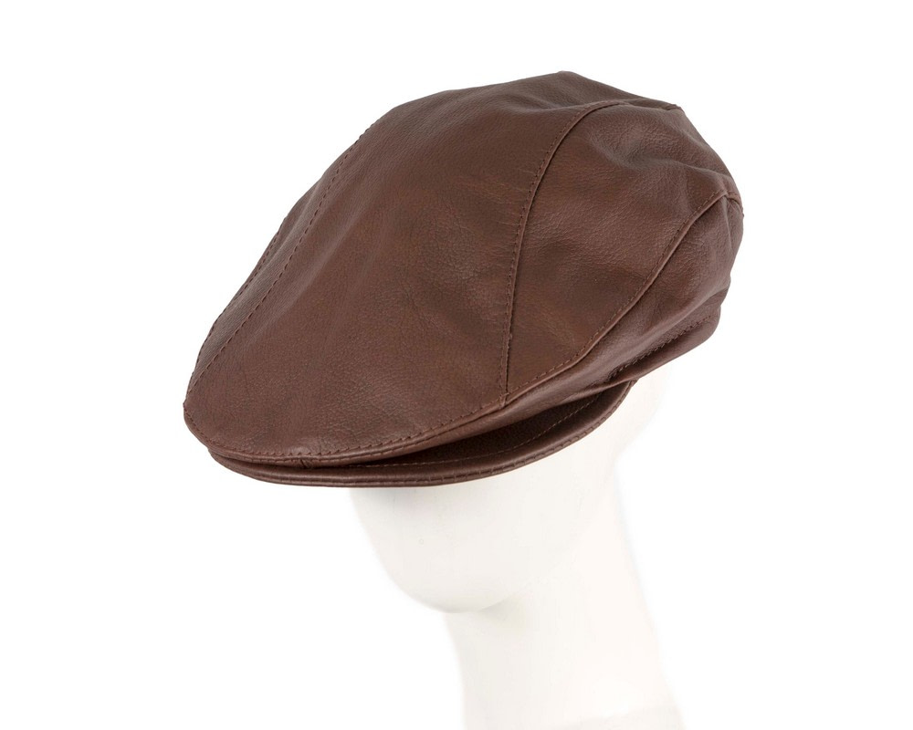 Brown Kangaroo leather flat cap by Jacaru - Hats From OZ