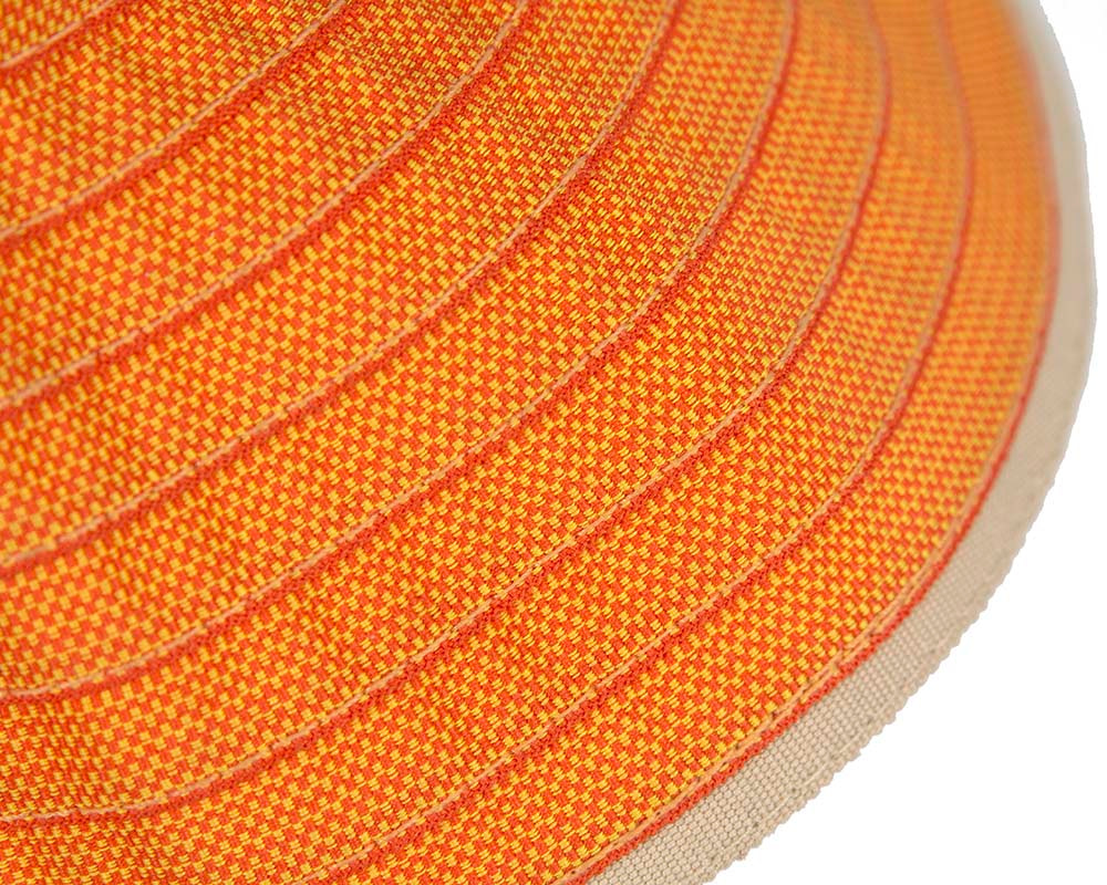 Orange ladies wide brim summer beach hat - Image 3
