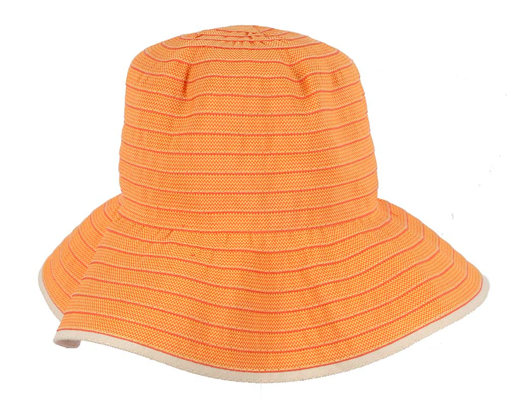 Orange ladies wide brim summer beach hat - Image 2