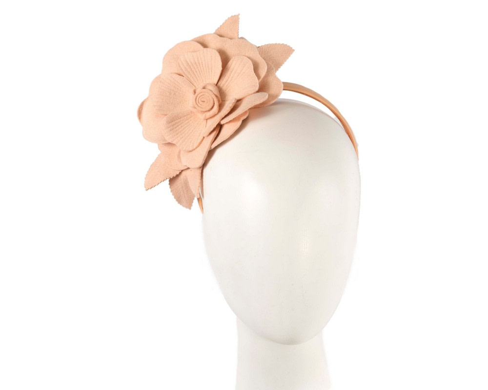 Beige felt flower fascinator by Max Alexander - Hats From OZ