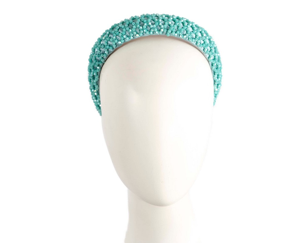 Beaded turquoise fascinator headband by Cupids Millinery - Hats From OZ