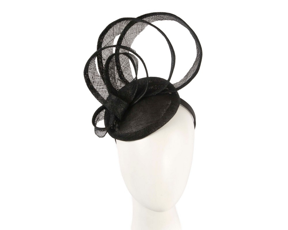 Sculpted black sinamay fascinator by Max Alexander - Hats From OZ