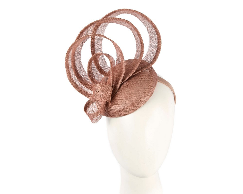 Sculpted tan sinamay fascinator by Max Alexander - Hats From OZ