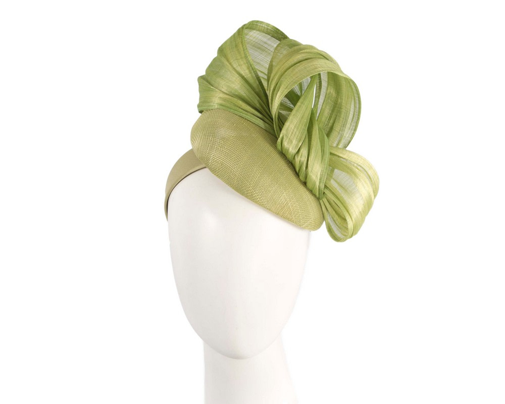 Lime pillbox fascinator with silk abaca bow by Fillies Collection - Hats From OZ