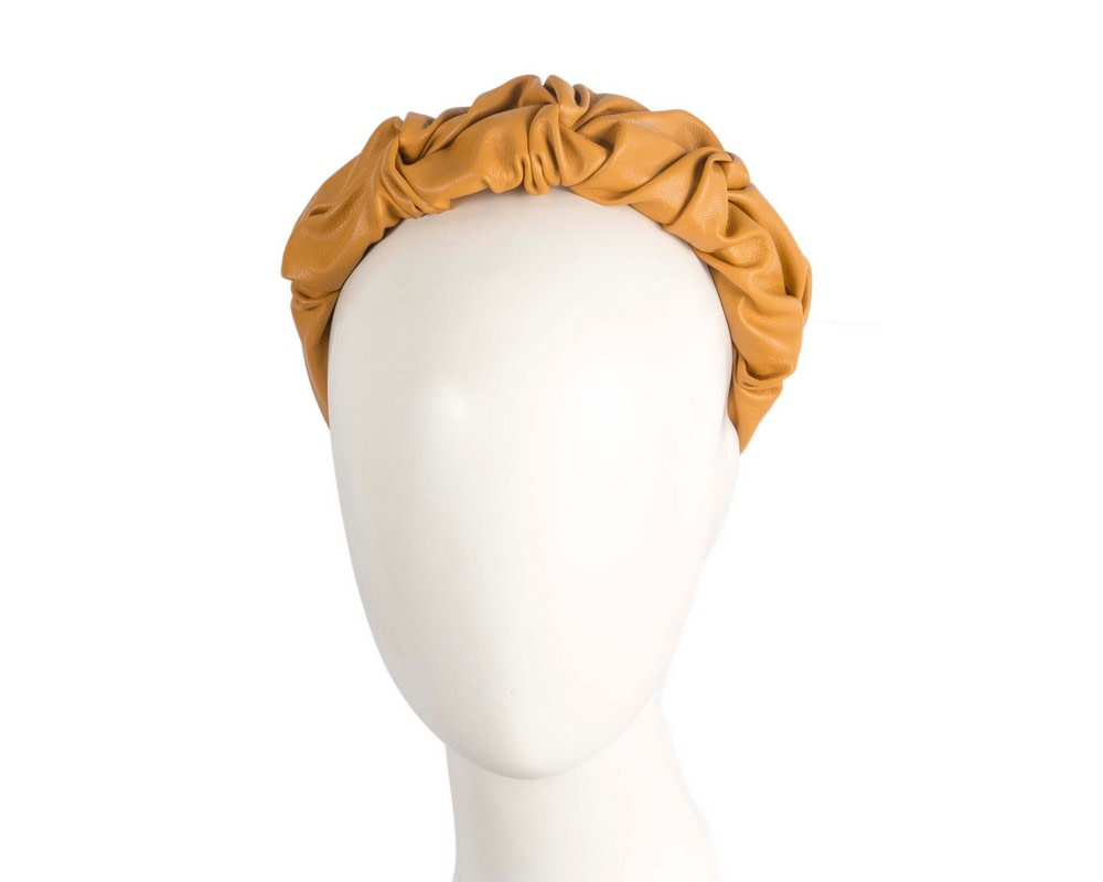 Mustard leather fascinator headband - Hats From OZ
