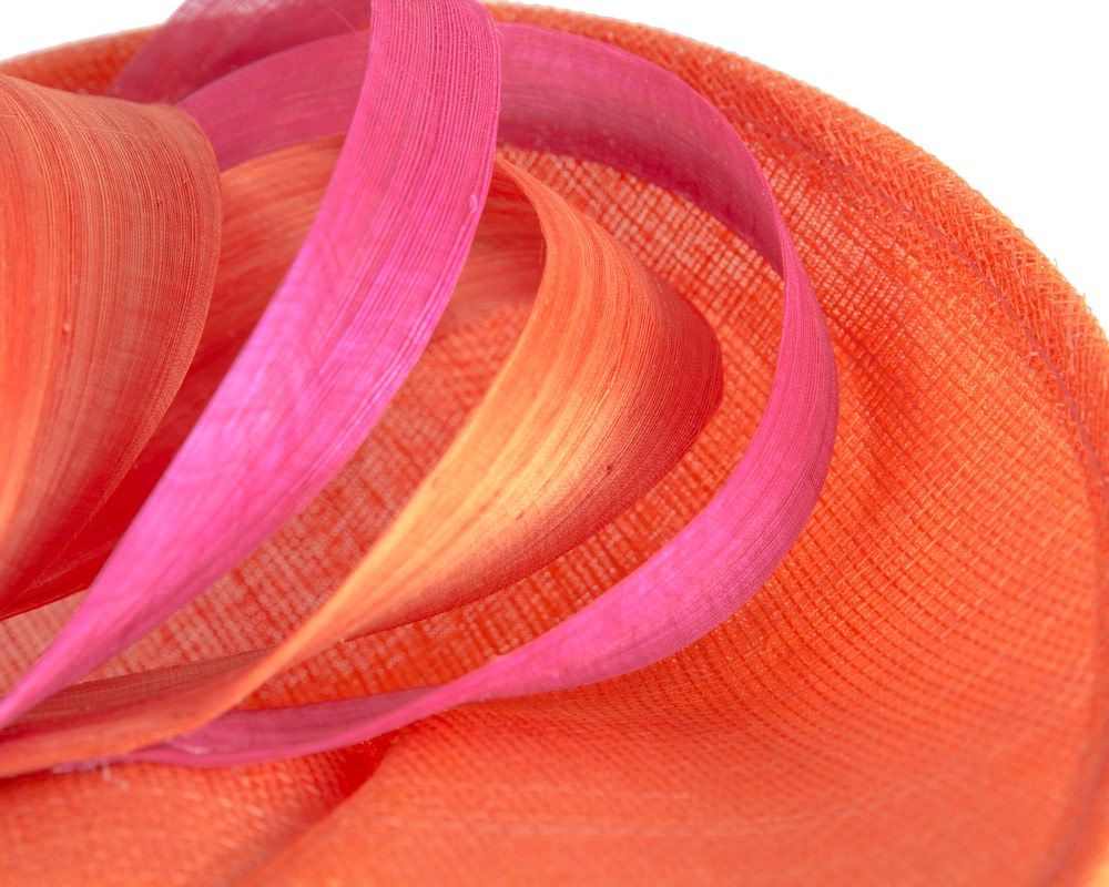 Large orange & fuchsia sinamay fascinator by Max Alexander - Image 5