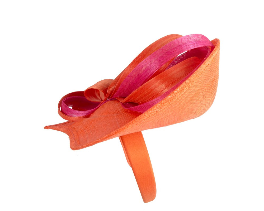 Large orange & fuchsia sinamay fascinator by Max Alexander - Image 3