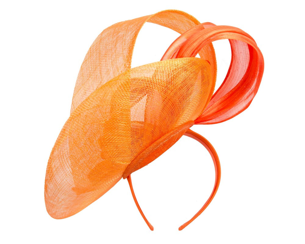 Large orange sinamay fascinator by Fillies Collection - Image 4