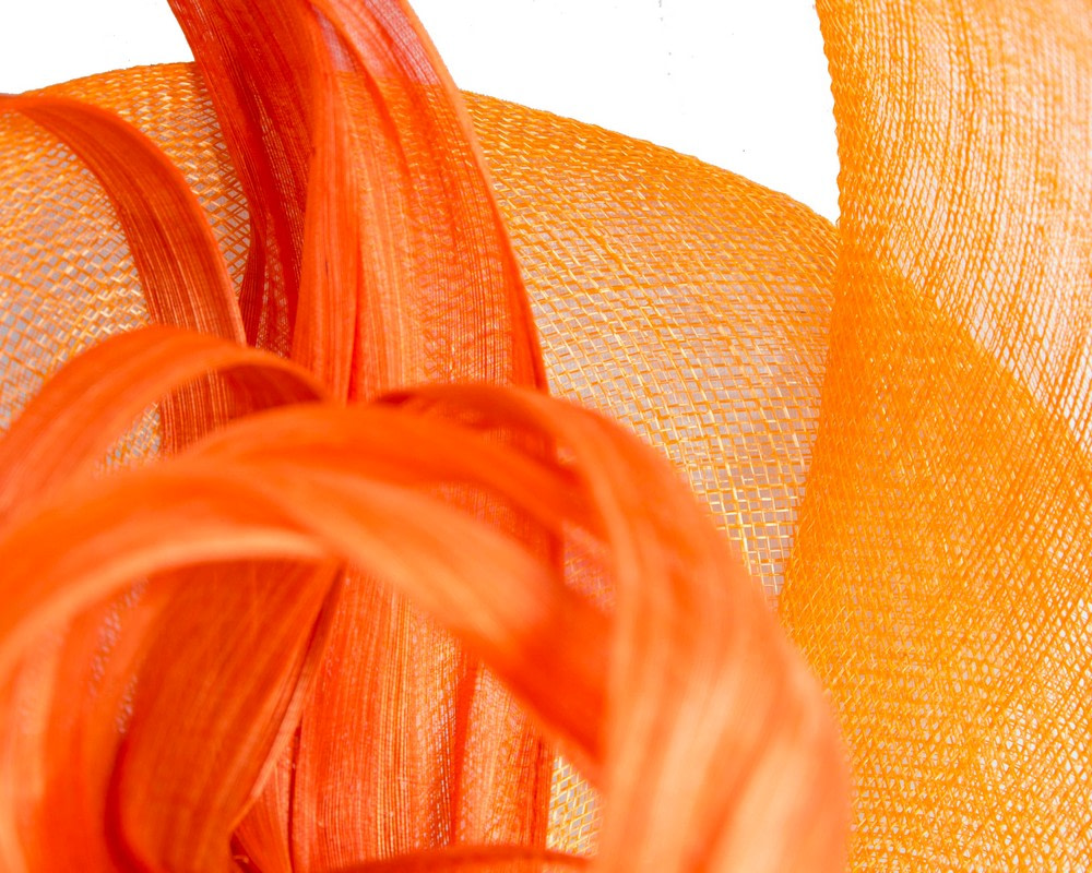 Large orange sinamay fascinator by Fillies Collection - Image 3
