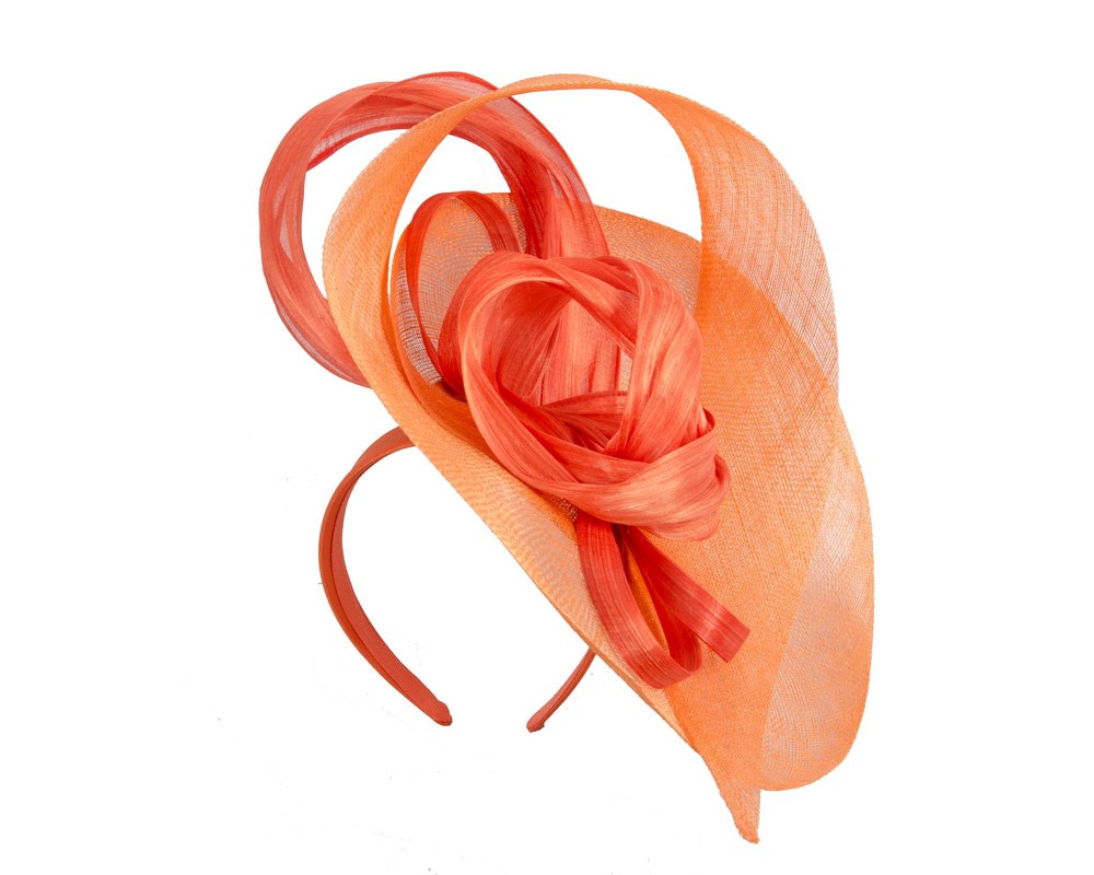 Large orange sinamay fascinator by Fillies Collection - Image 2