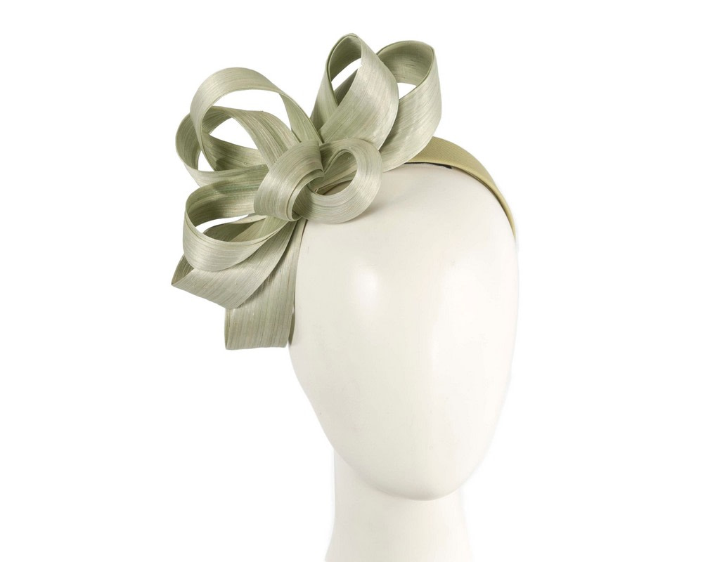 Sage green abaca loops racing fascinator - Hats From OZ
