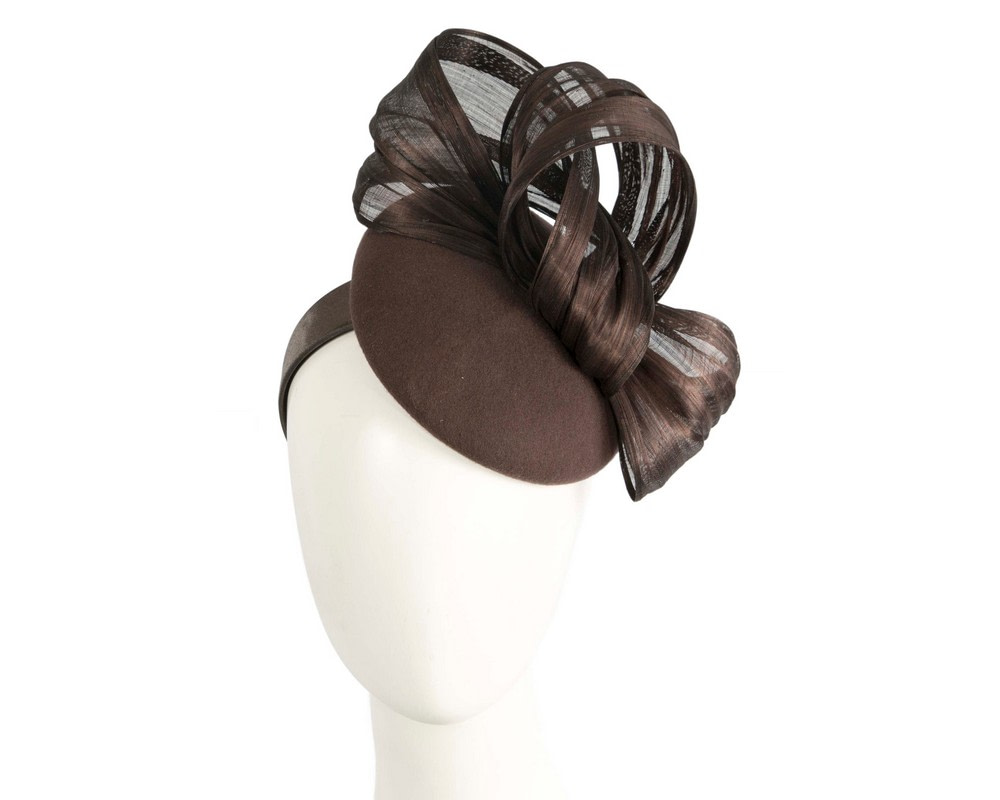 Chocolate fascinator with silk abaca bow - Hats From OZ