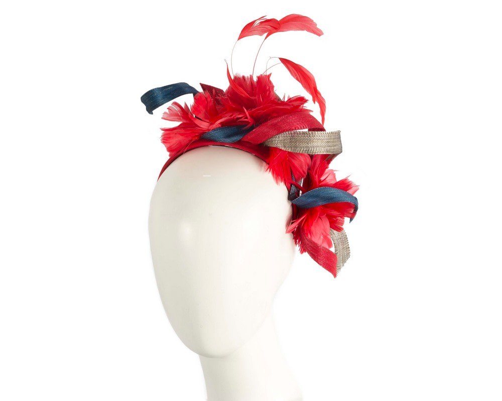 Red blue and silver exclusive fascinator - Hats From OZ