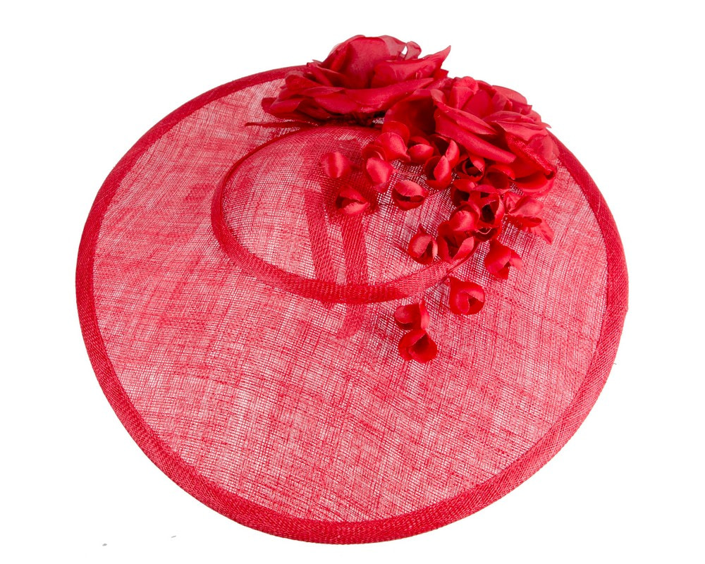 Large red sinamay fascinator hat with flowers by Max Alexander - Hats From OZ Large red sinamay fascinator hat with flowers by Max Alexander - Image 3