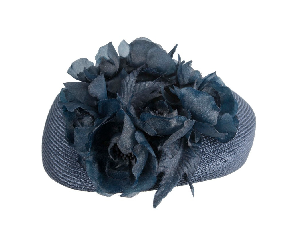 Modern navy beret hat with flowers by Max Alexander - Hats From OZ Modern navy beret hat with flowers by Max Alexander - Image 3