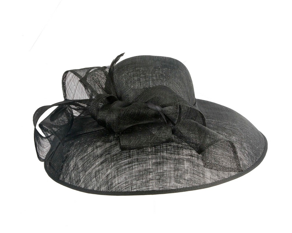 Large black sinamay fashion hat by Max Alexander - Hats From OZ Large black sinamay fashion hat by Max Alexander - Image 2