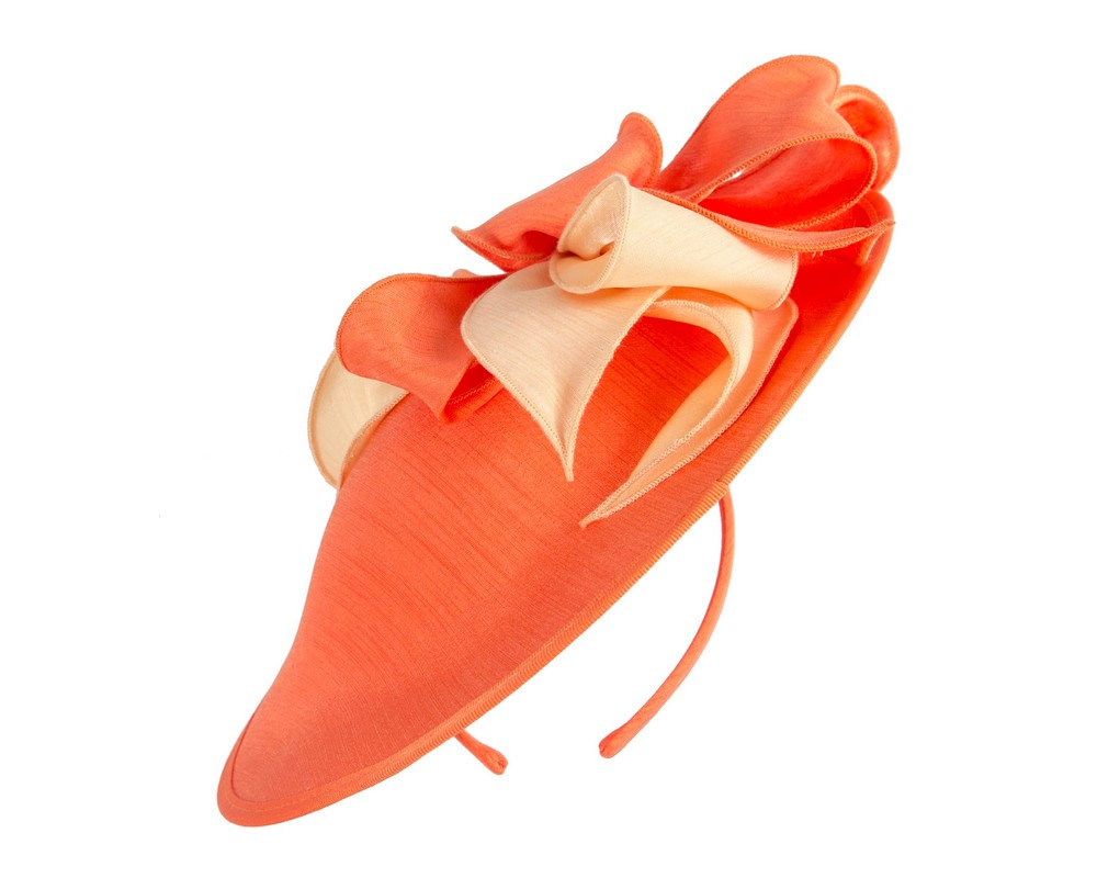 Orange shantung fascinator by Max Alexander - Hats From OZ Orange shantung fascinator by Max Alexander - Image 4