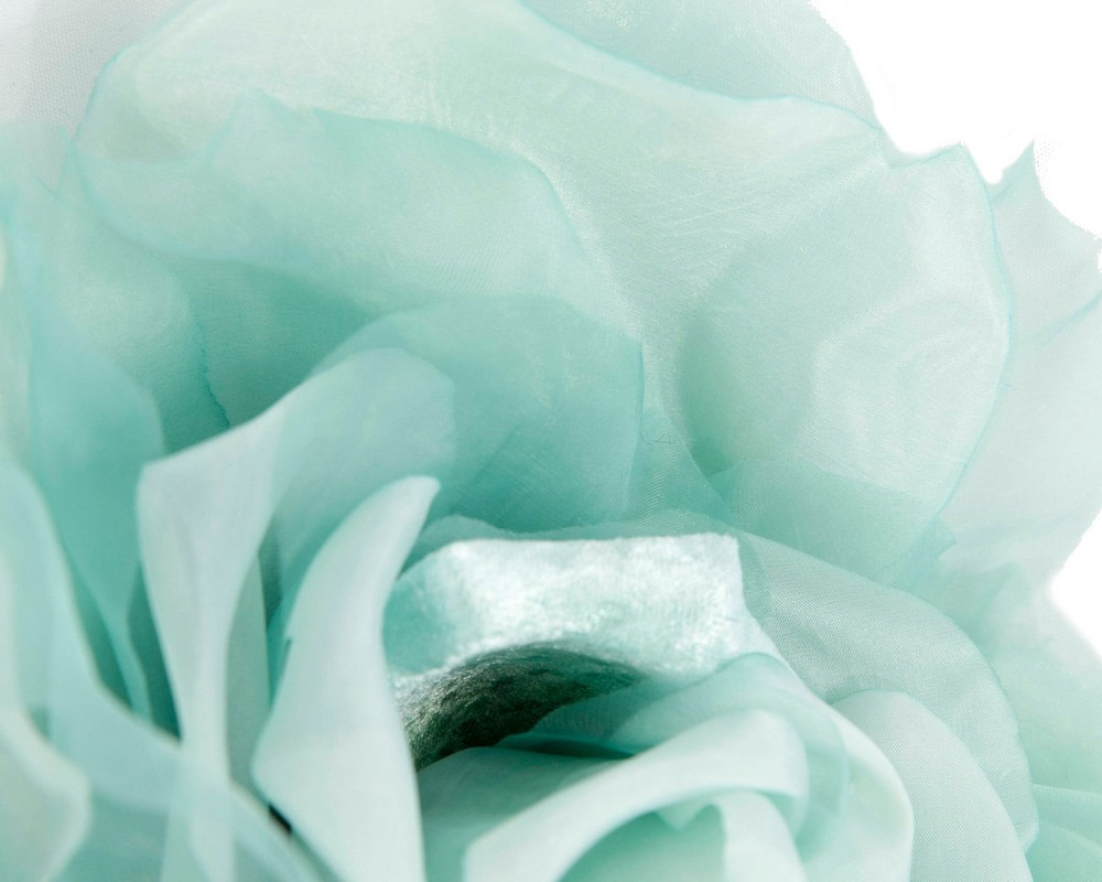 Large aqua silk flower fascinator by Fillies Collection - Hats From OZ Large aqua silk flower fascinator by Fillies Collection - Image 3