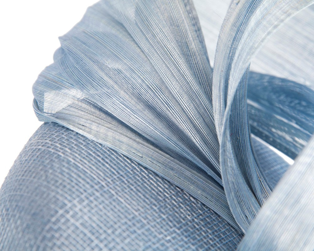 Corn Blue pillbox fascinator with silk abaca bow by Fillies Collection - Image 5
