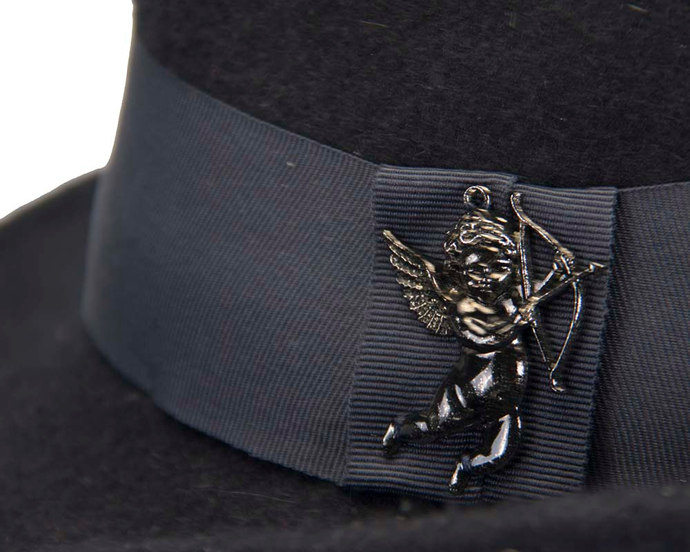 French navy mohair rabbit fur unisex fedora hat - Hats From OZ French navy mohair rabbit fur unisex fedora hat - Image 3